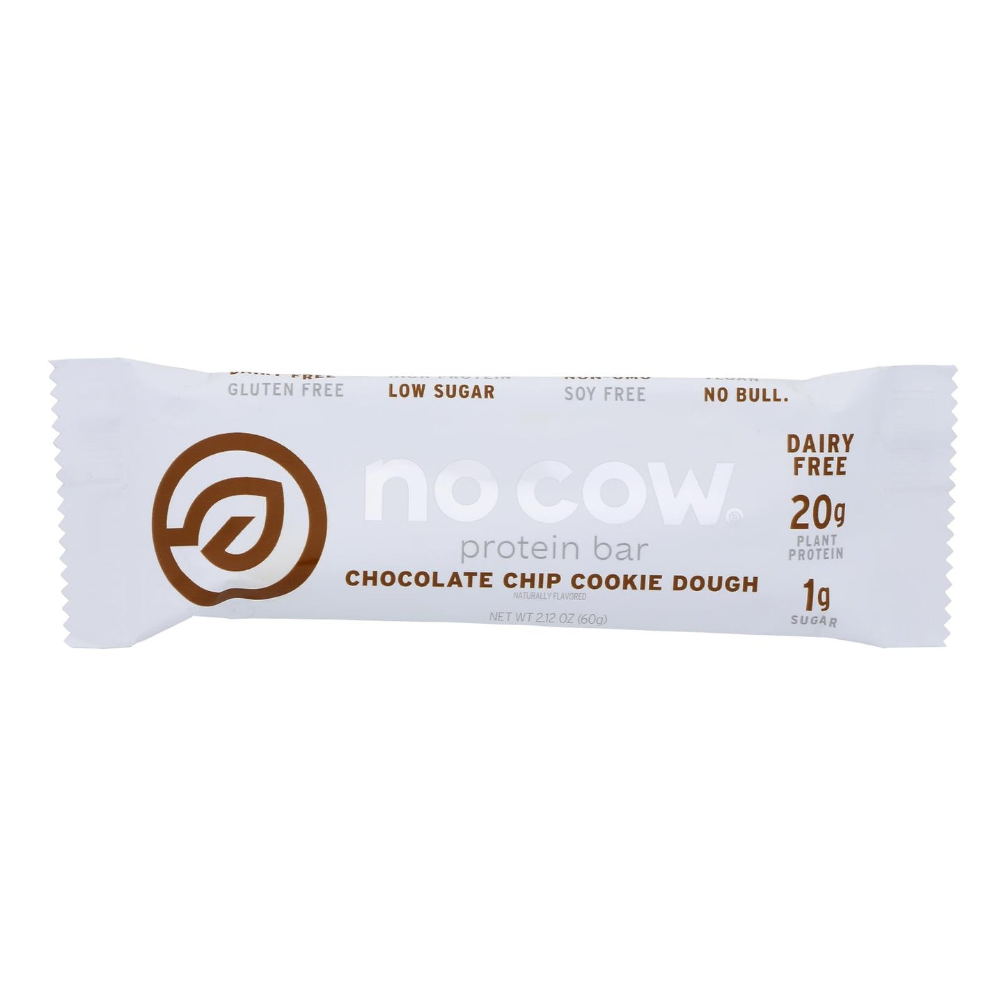 No Cow Bar - Bar Cookie Dough - Case Of 12-2.12 Oz