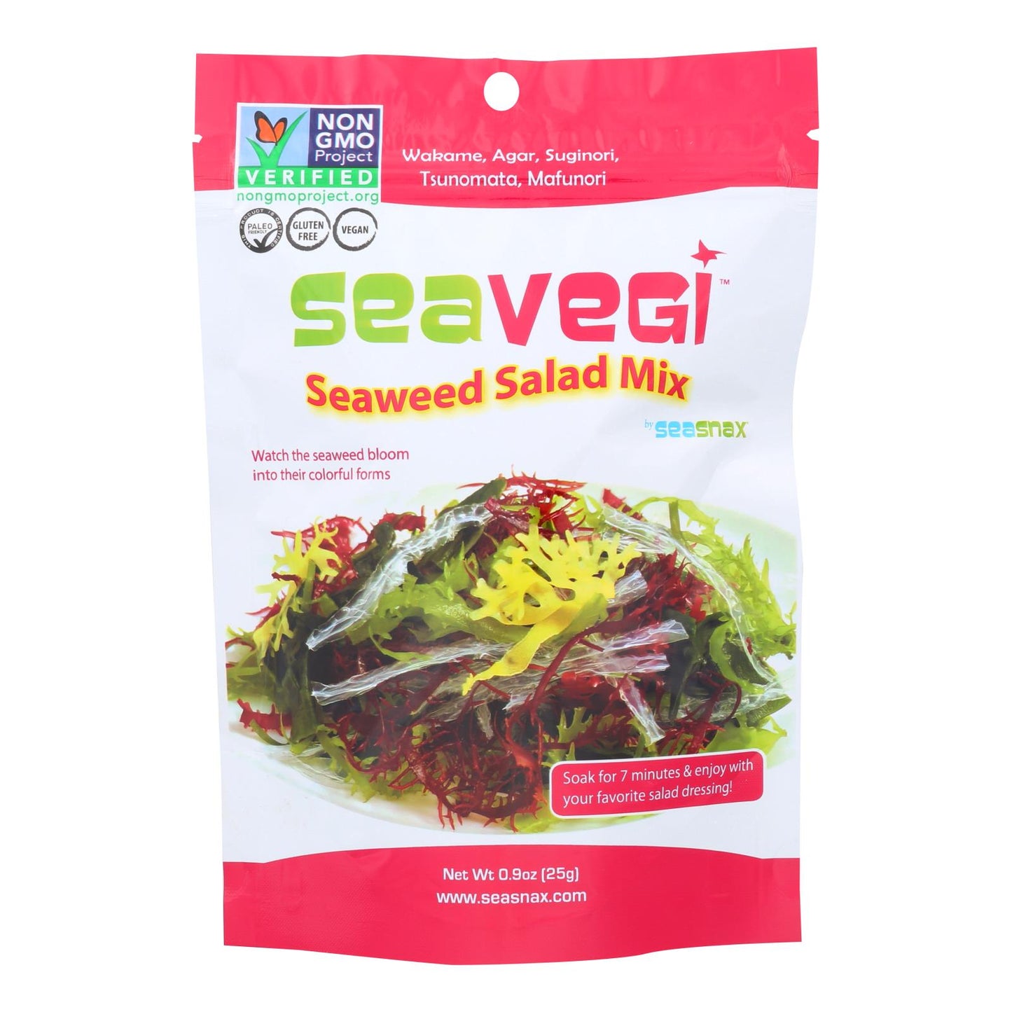 Seasnax Seaweed Snak - Vegetable Salad Mix - Case Of 12 - .9 Oz