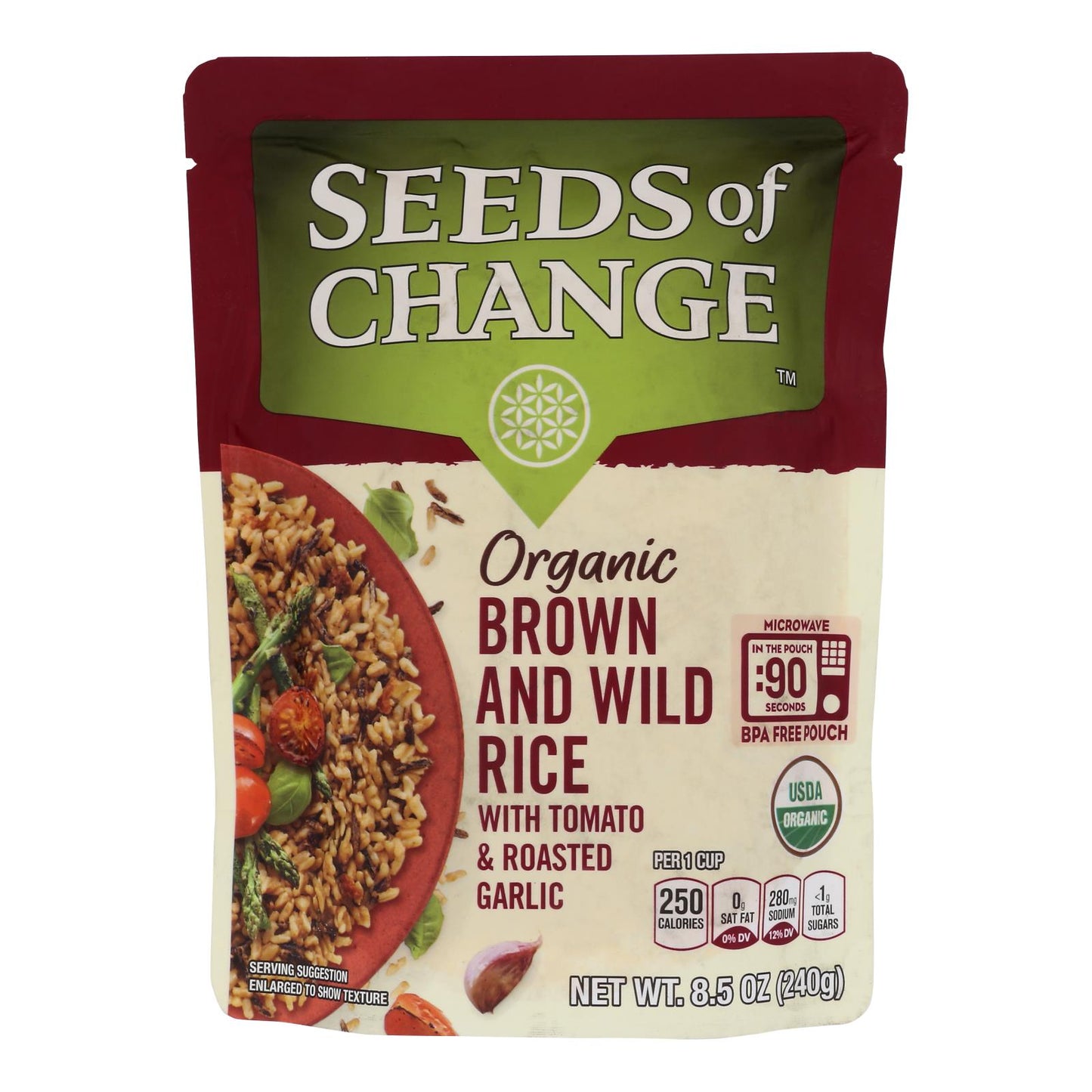 Seeds Of Change - Rice Brn Wild Tom Gar - Case Of 12-8.5 Oz