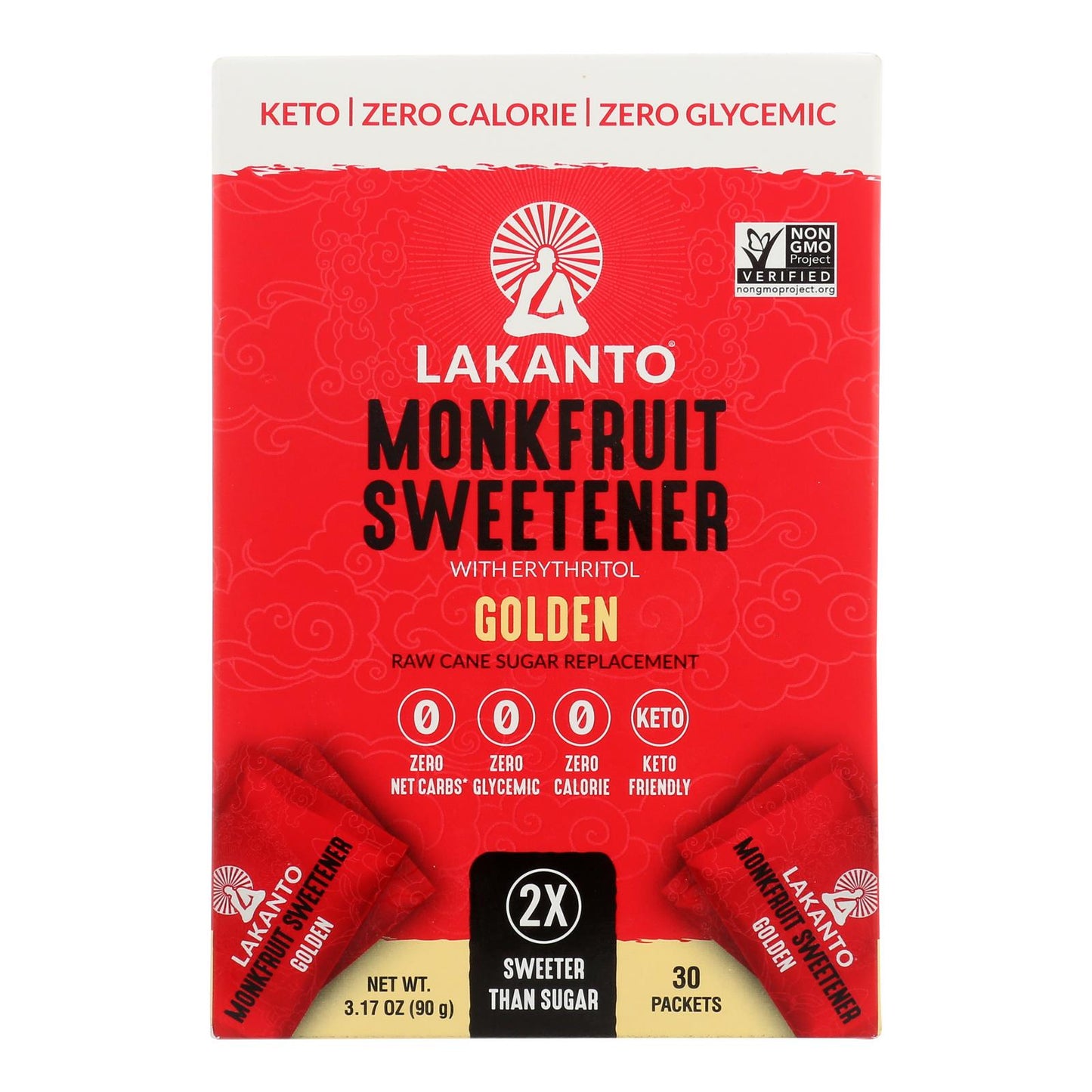 Lakanto - Monkfruit Sweetener Sticks - 30 Count - Case Of 8 - 3.17 Oz.