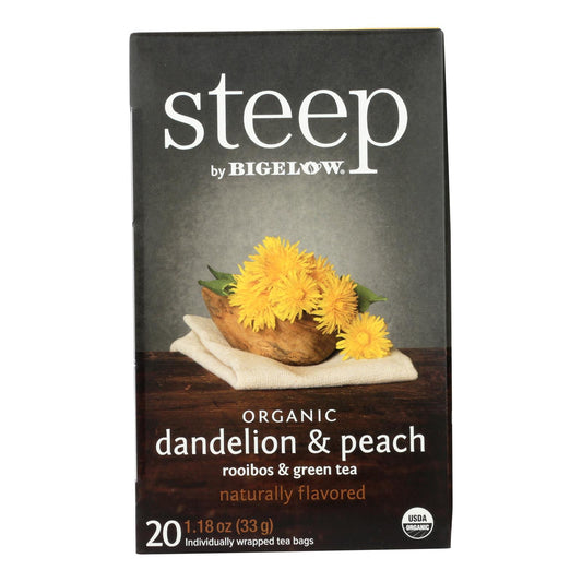 Steep By Bigelow Organic Dandelion And Peach, Rooibos And Green Tea  - Case Of 6 - 20 Bags