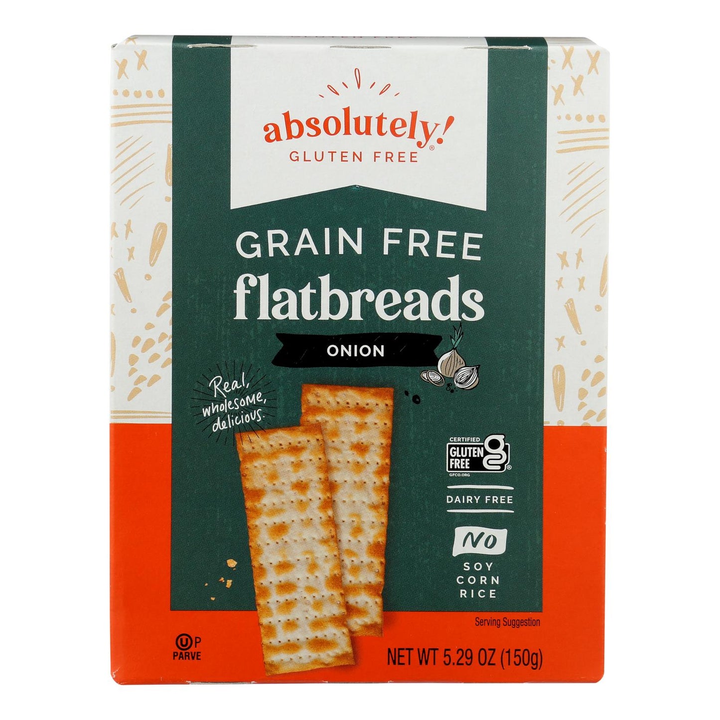 Absolutely Gluten Free - Flatbread - Toasted Onion - Case Of 12 - 5.29 Oz.