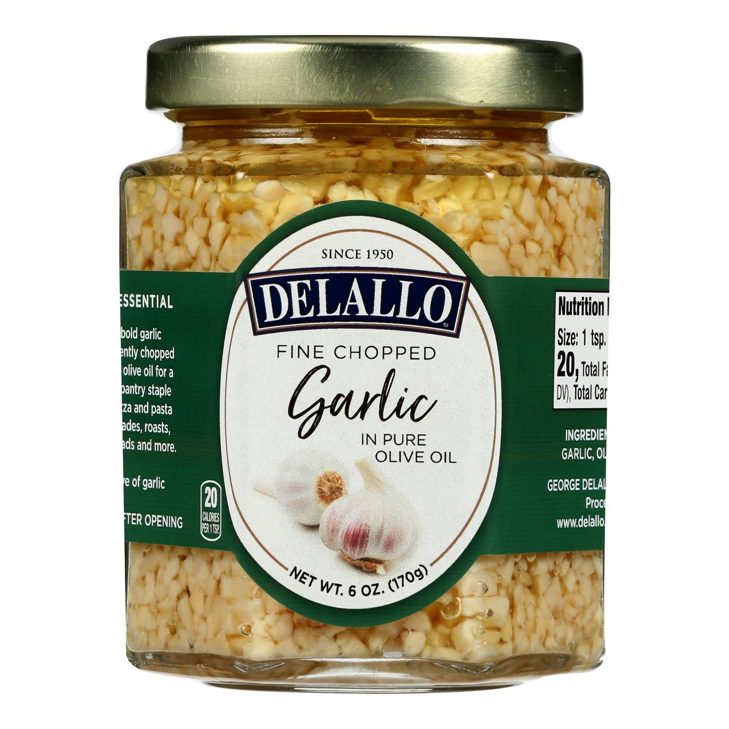 Delallo Fine Chopped Garlic In Pure Olive Oil - Case Of 12 - 6 Oz