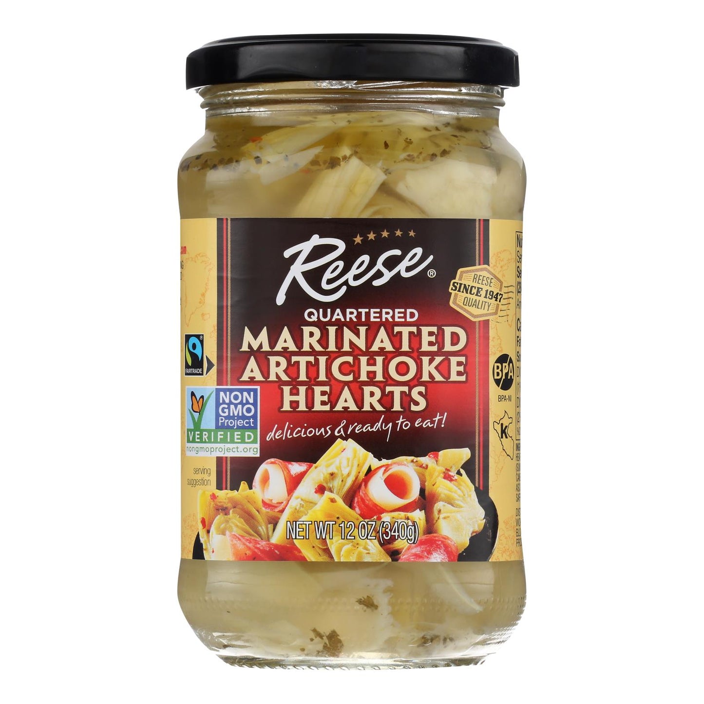 Reese Marinated Artichoke Hearts - Quartered - Case Of 12 - 12 Oz.