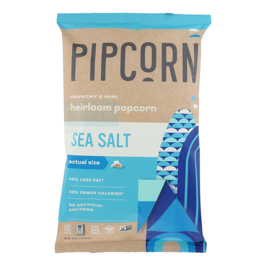 Pipcorn Mini Popcorn - Sea Salt - Case Of 12 - 4 Oz.