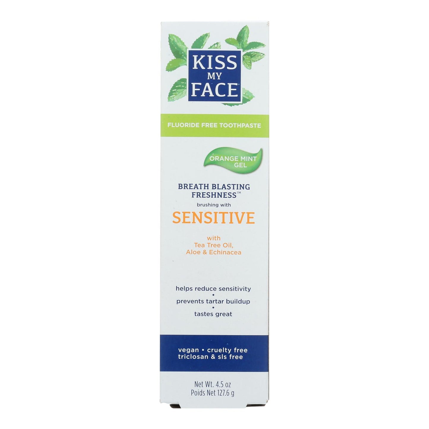 Kiss My Face Toothpaste - Sensitive - Fluoride Free - Gel - 4.5 Oz