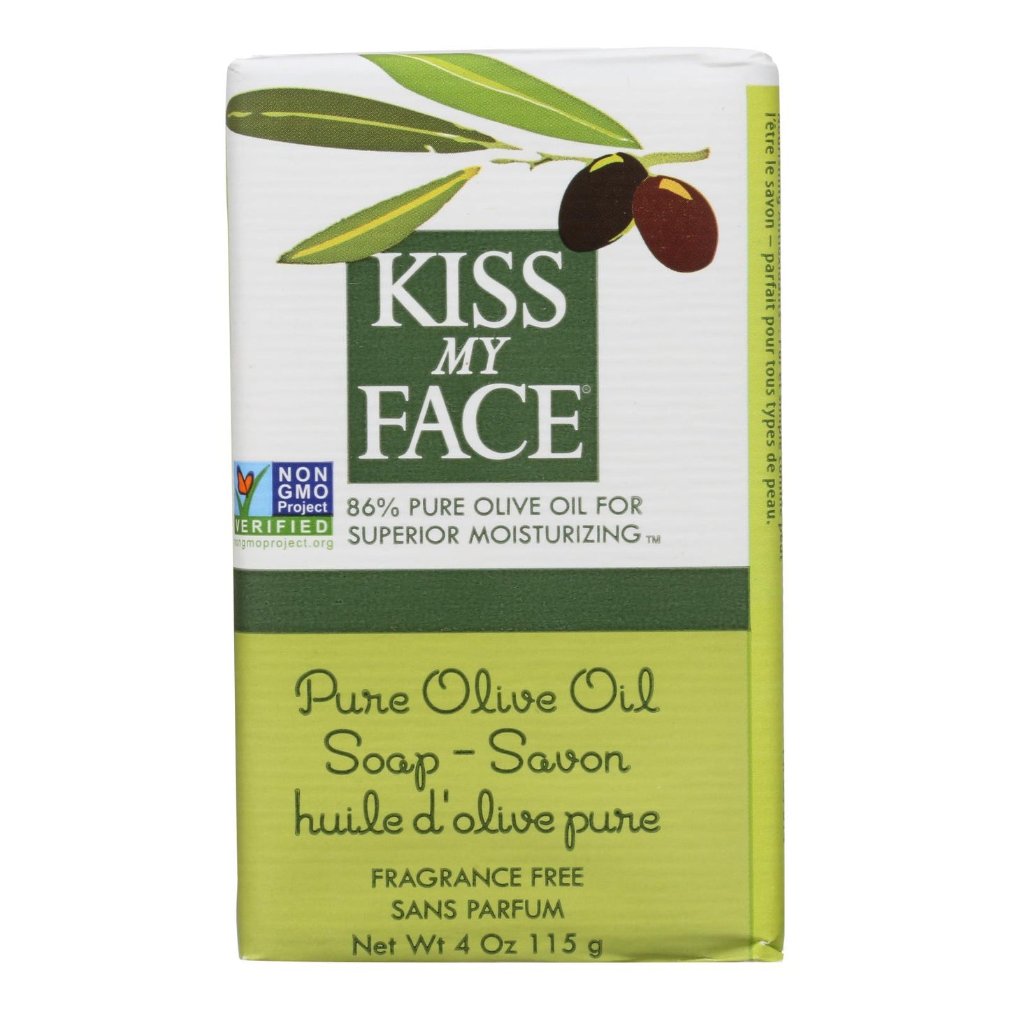 Kiss My Face Bar Soap Pure Olive Oil Fragrance Free - 4 Oz