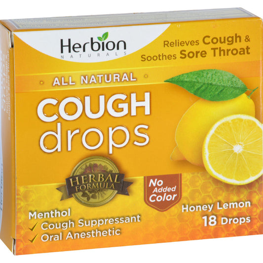 Herbion Naturals Cough Drops - All Natural - Honey Lemon - 18 Drops