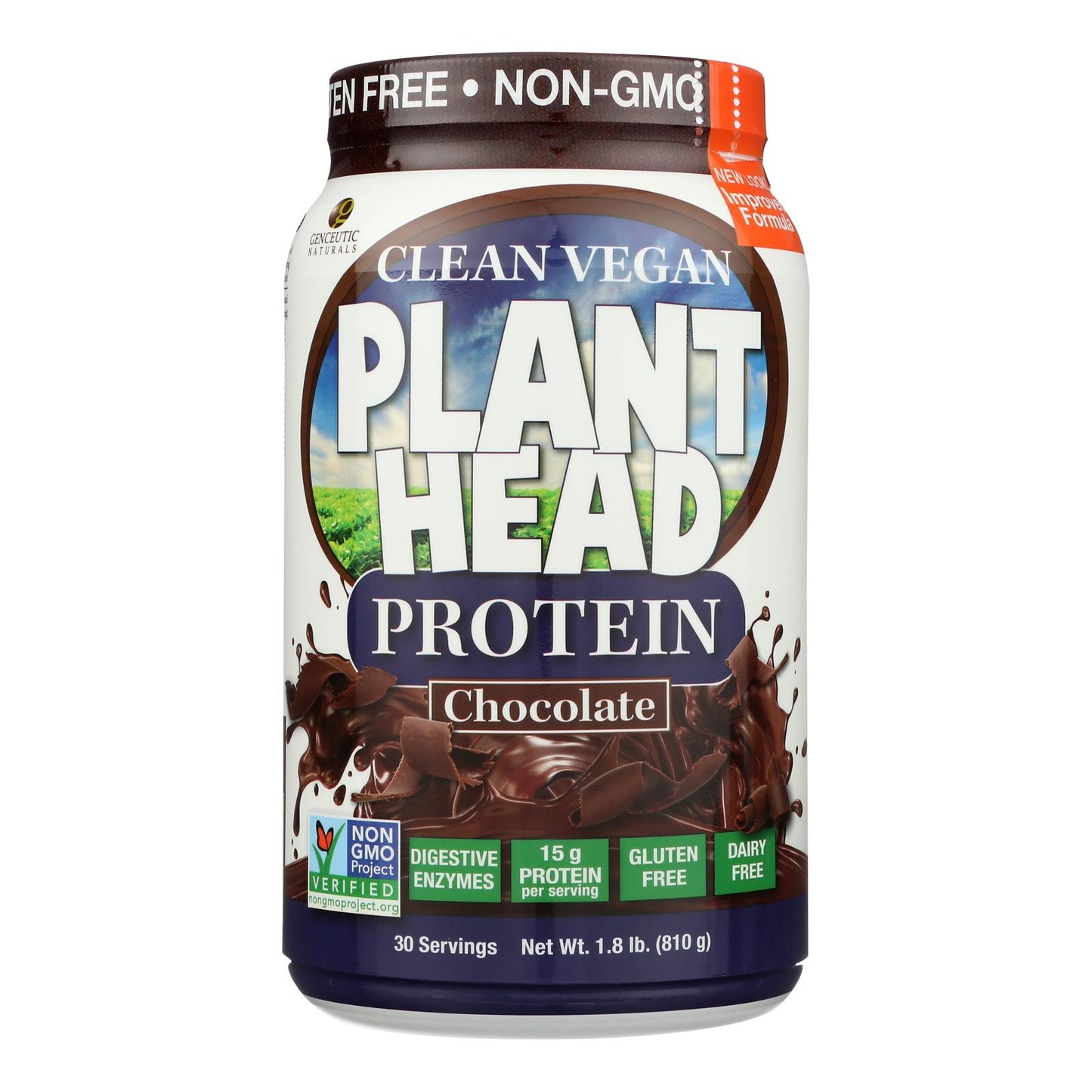 Genceutic Naturals Plant Head Protein - Chocolate - 1.7 Lb