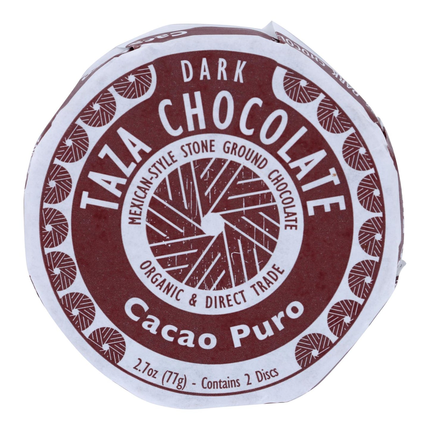 Taza Chocolate Organic Chocolate Mexicano Discs - 100 Percent Dark Chocolate - Cacao Puro - 2.7 Oz - Case Of 12