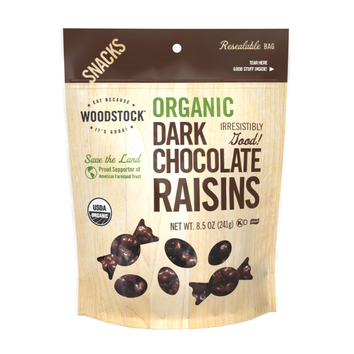 Woodstock Organic Dark Chocolate Raisins - Case Of 8 - 8.5 Oz