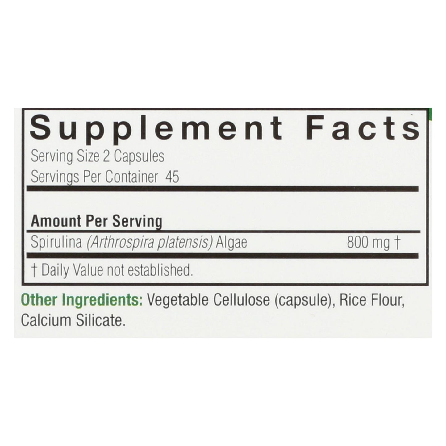 Nature's Answer - Spirulina - 90 Capsules