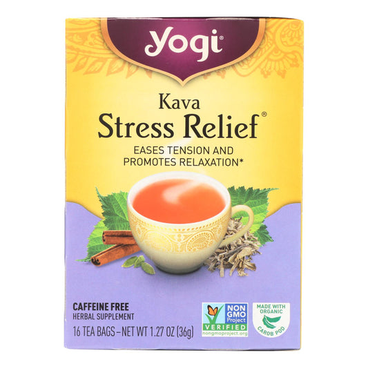 Yogi Kava Stress Relief Herbal Tea Caffeine Free - 16 Bag - Case Of 6