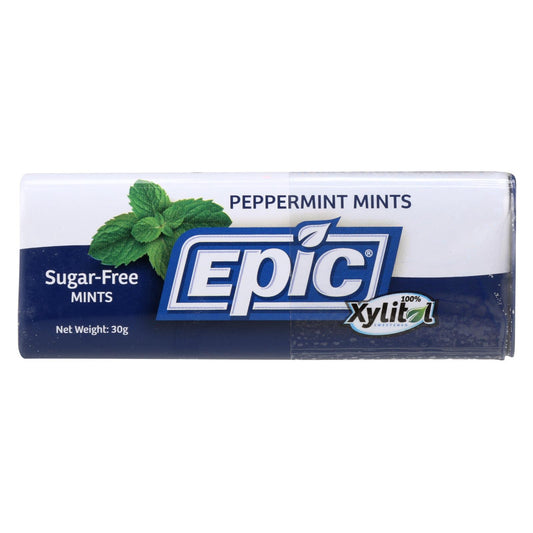 Epic Dental - Xylitol Mints - Peppermint Xylitol Tin - 60 Ct - Case Of 10