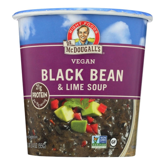 Dr. Mcdougall's Vegan Black Bean And Lime Soup Big Cup - Case Of 6 - 3.4 Oz.