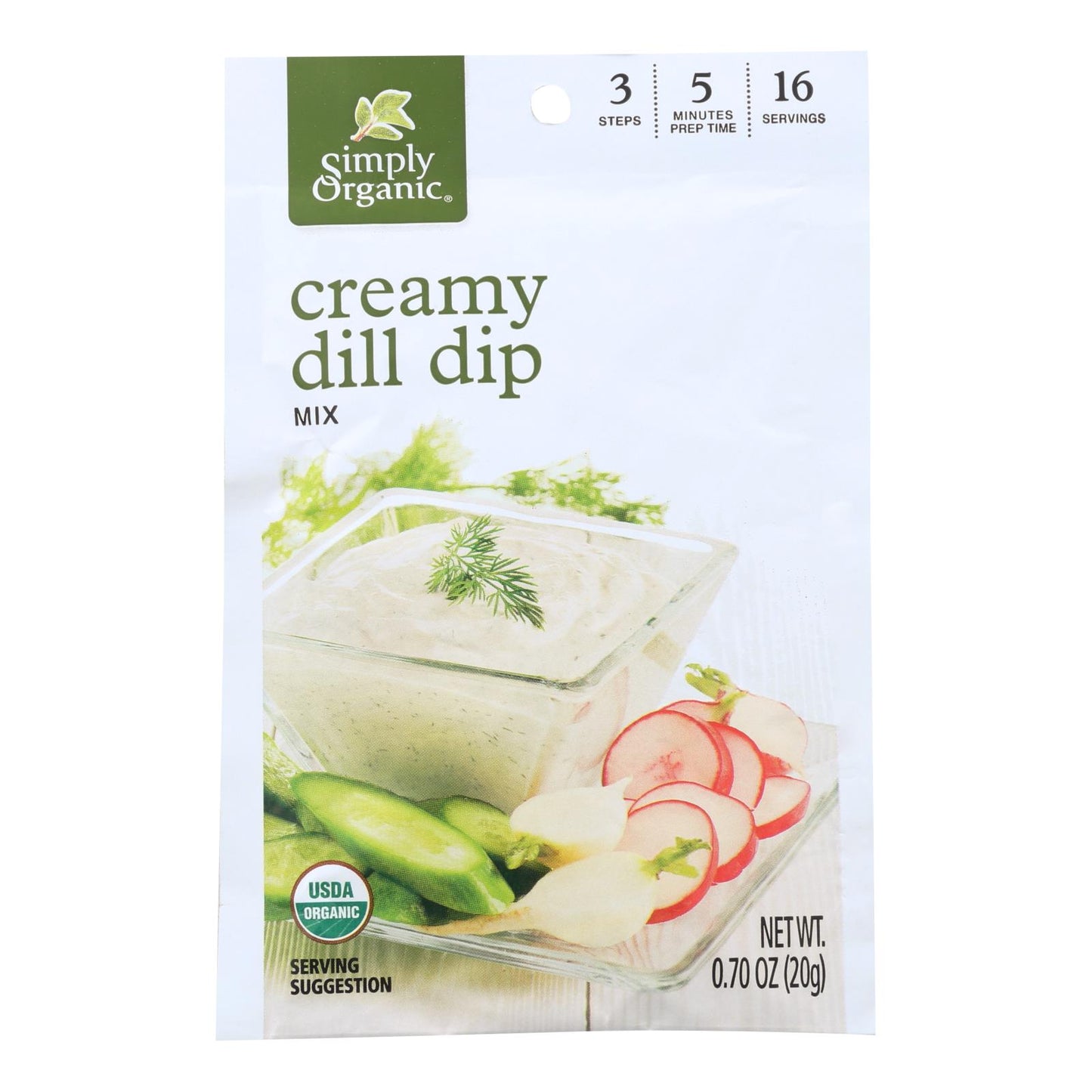 Simply Organic Creamy Dill Dip Mix - Case Of 12 - 0.7 Oz.