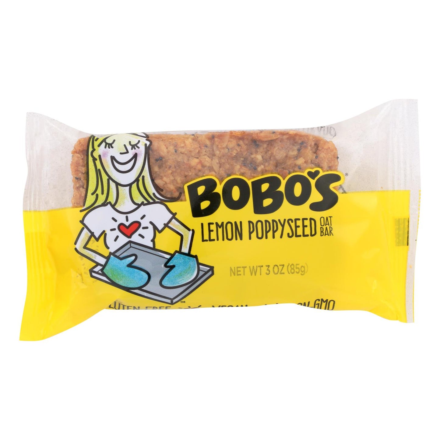 Bobo's Oat Bars - All Natural - Gluten Free - Lemon Poppyseed - 3 Oz Bars - Case Of 12