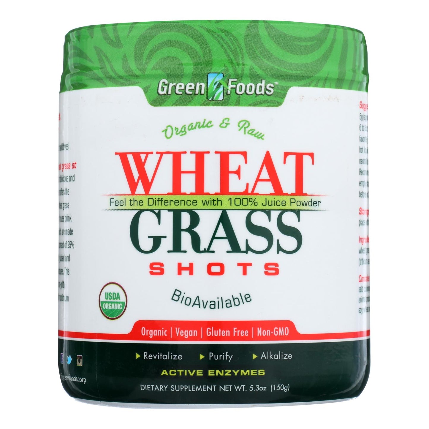 Green Foods Organic And Raw Wheat Grass Shots - 5.3 Oz