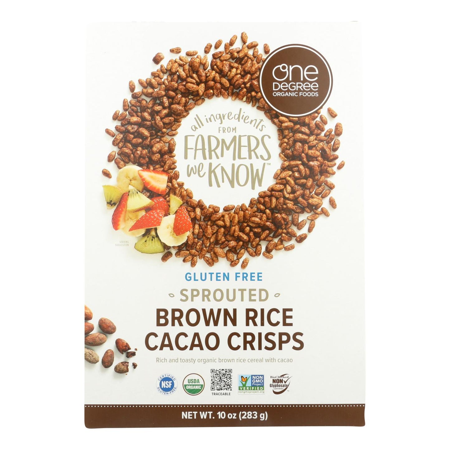 One Degree Organic Foods Sprouted Brown Rice - Cacao Crisps - Case Of 6 - 10 Oz.