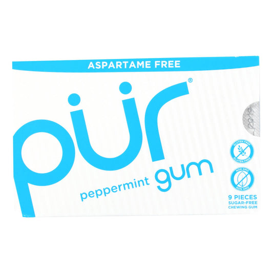 Pur Gum - Peppermint - Aspartame Free - 9 Pieces - 12.6 G - Case Of 12