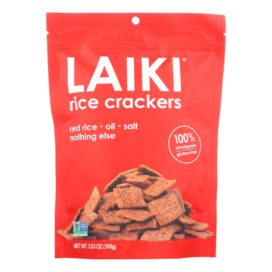 Laiki Red Rice Crackers - Case Of 8 - 3.5 Oz.