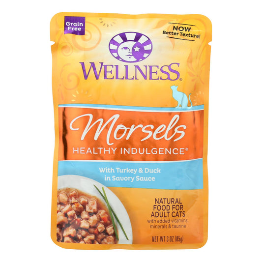 Wellness Pet Products Cat Food - Morsels With Turkey And Duck In Savory Sauce - Case Of 24 - 3 Oz.