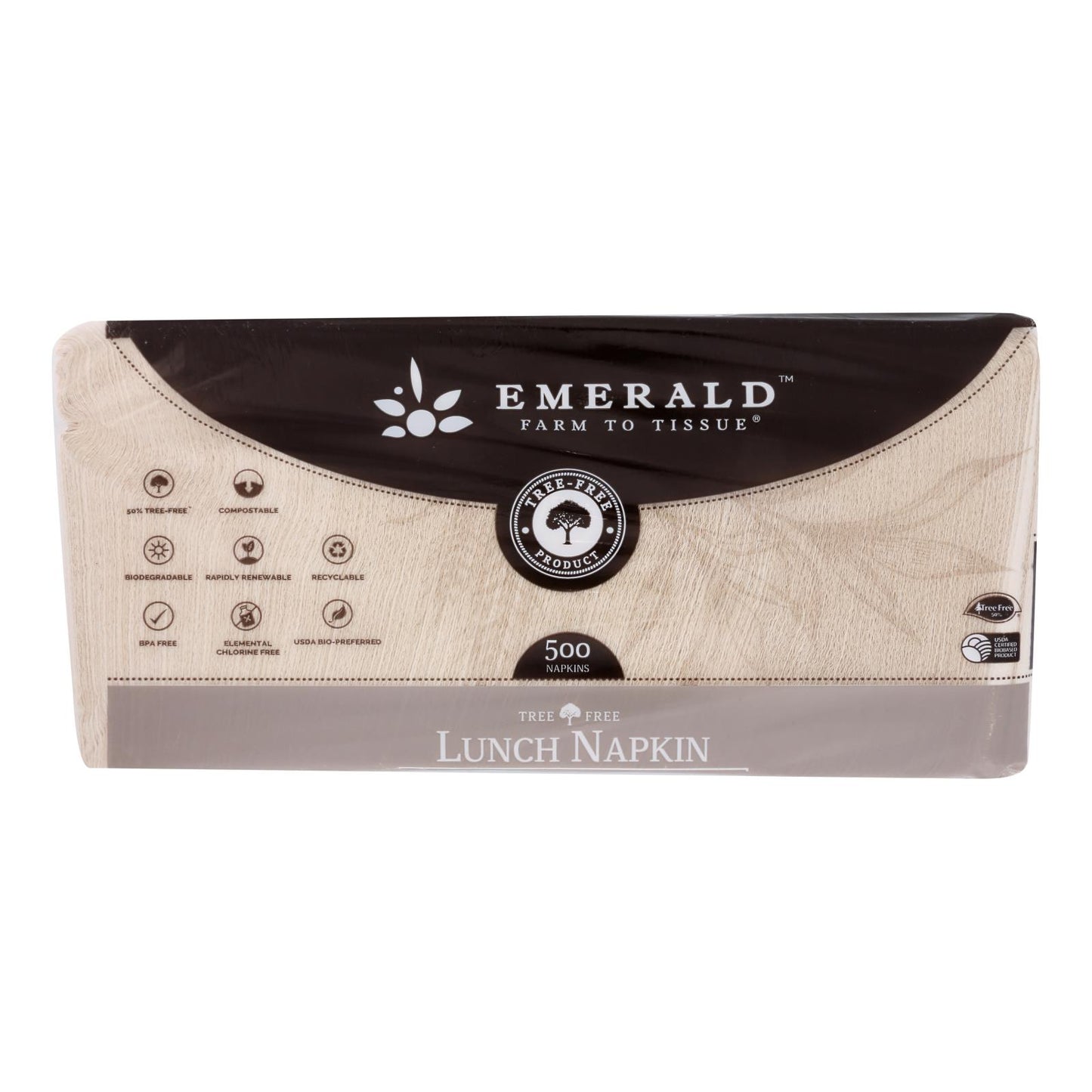 Emerald Brand - Napkins Lunch 500 Ct - Cs Of 12-500 Ct