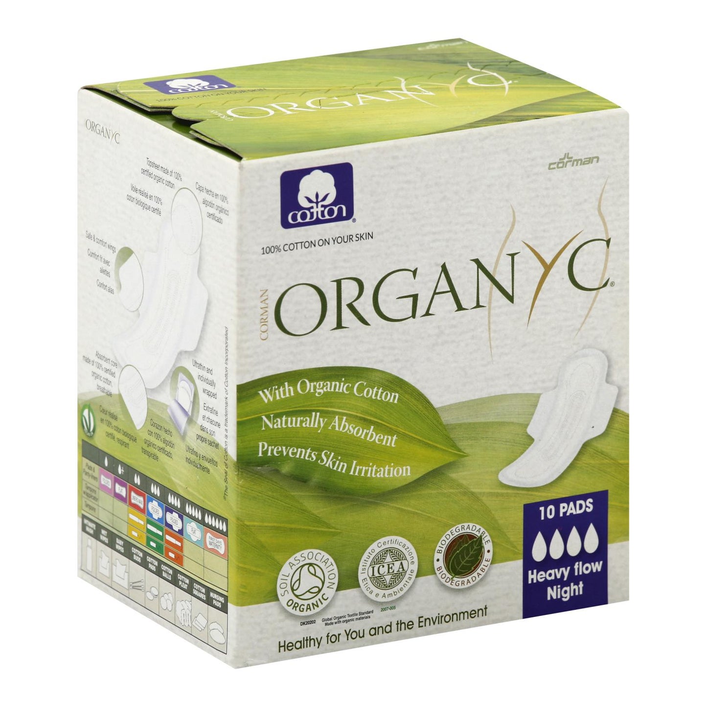 Organyc - Pads Night Ctn Fold W/wng - 1 Each - 10 Ct