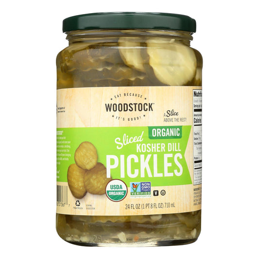 Woodstock Organic Pickles - Kosher Dill - Sliced - Case Of 6 - 24 Oz.