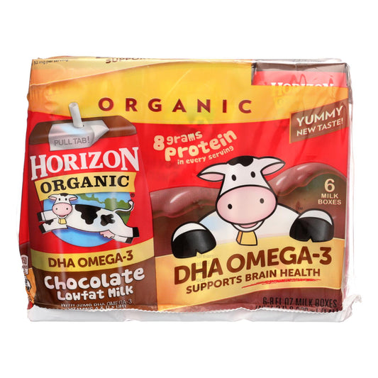 Horizon Organic Dairy Milk - Organic - 1 Percent - Lowfat - Box - Chocolate - Plus Dha Omega-3 - 6/8 Oz - Case Of 3