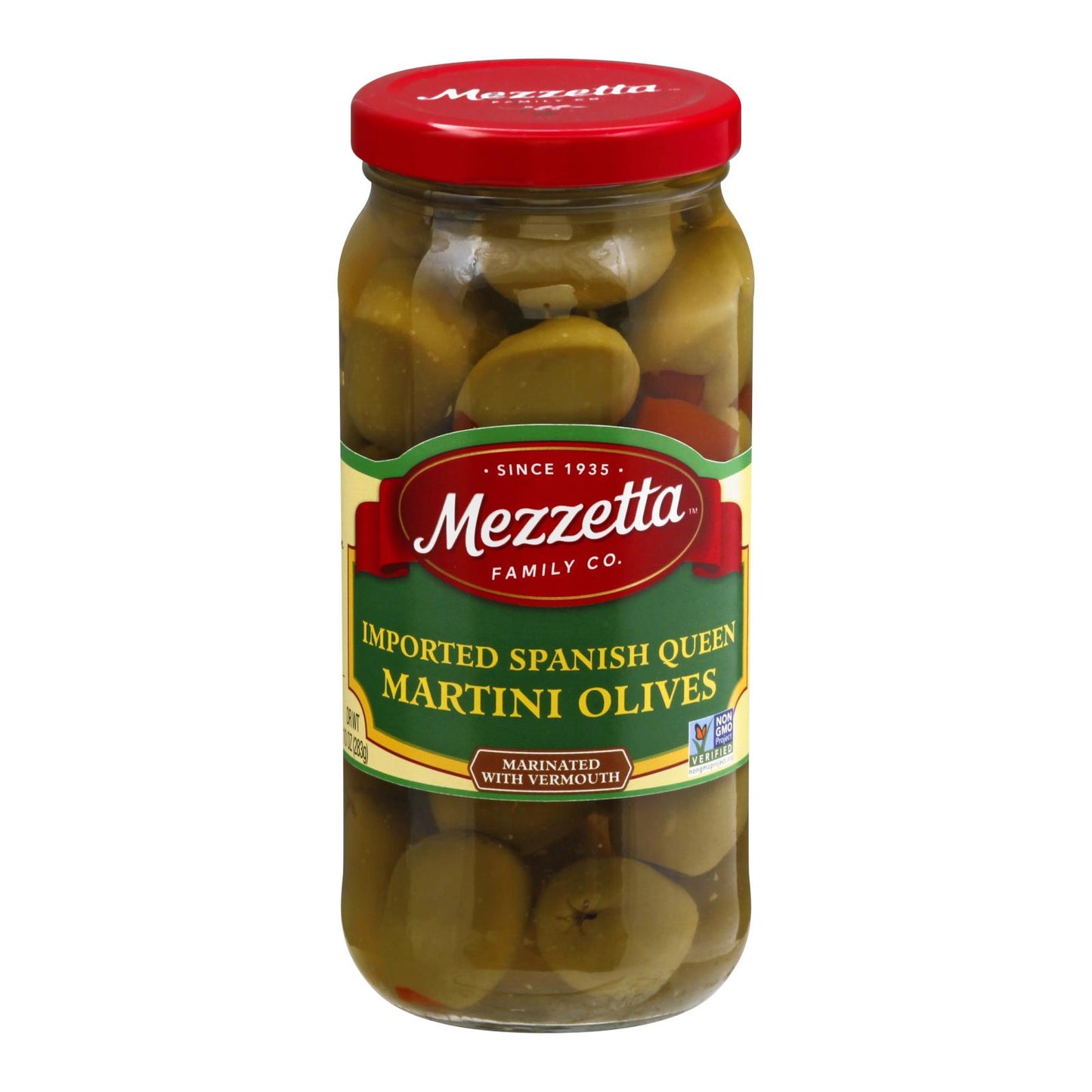 Mezzetta Imported Spanish Queen Martini Olives In Dry Vermouth - Case Of 6 - 10 Oz.