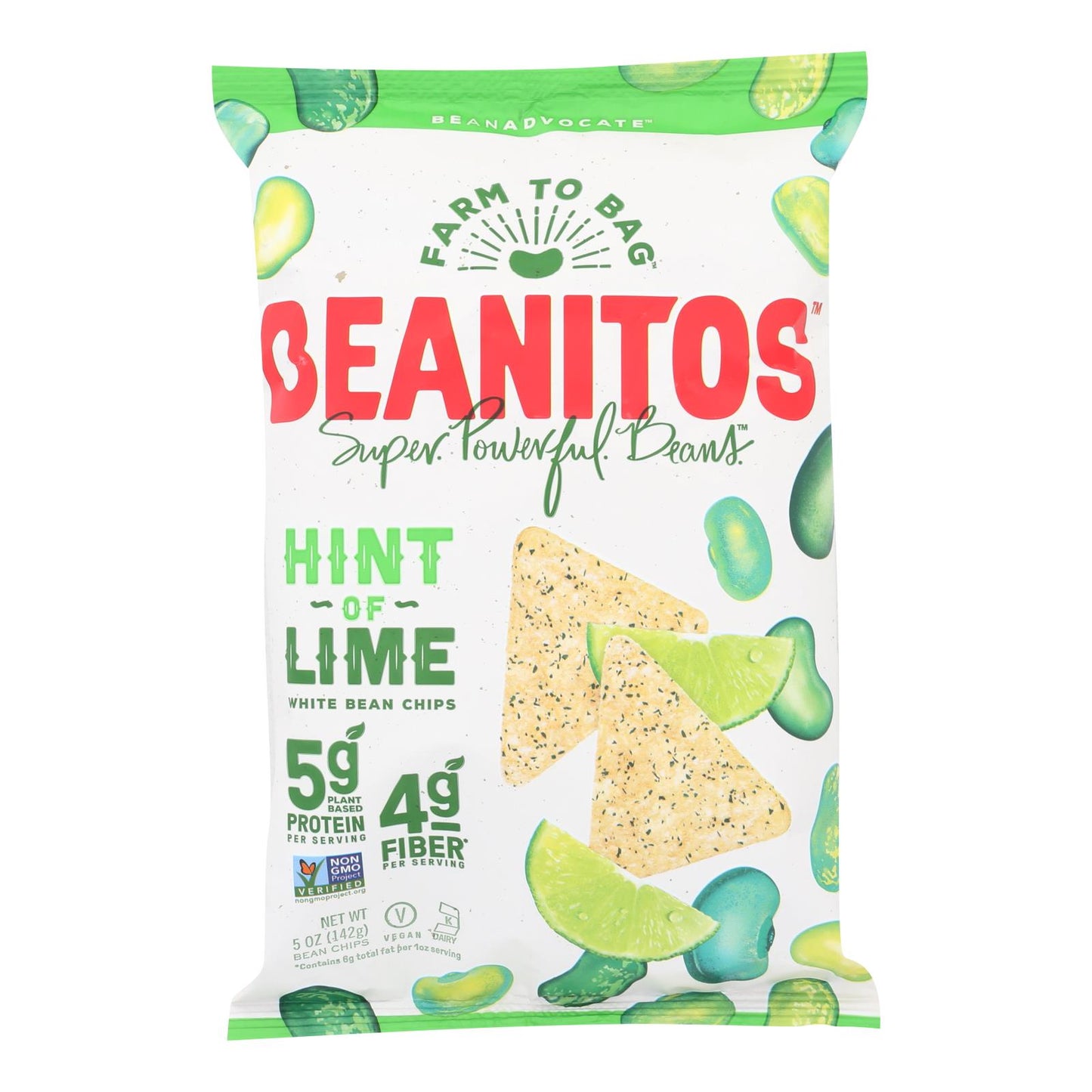 Beanitos - White Bean Chips - Hint Of Lime - Case Of 6 - 5 Oz.