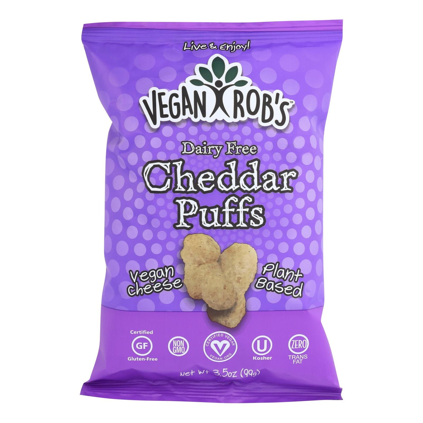 Vegan Rob's Dairy Free Puffs - Cheddar - Case Of 12 - 3.5 Oz