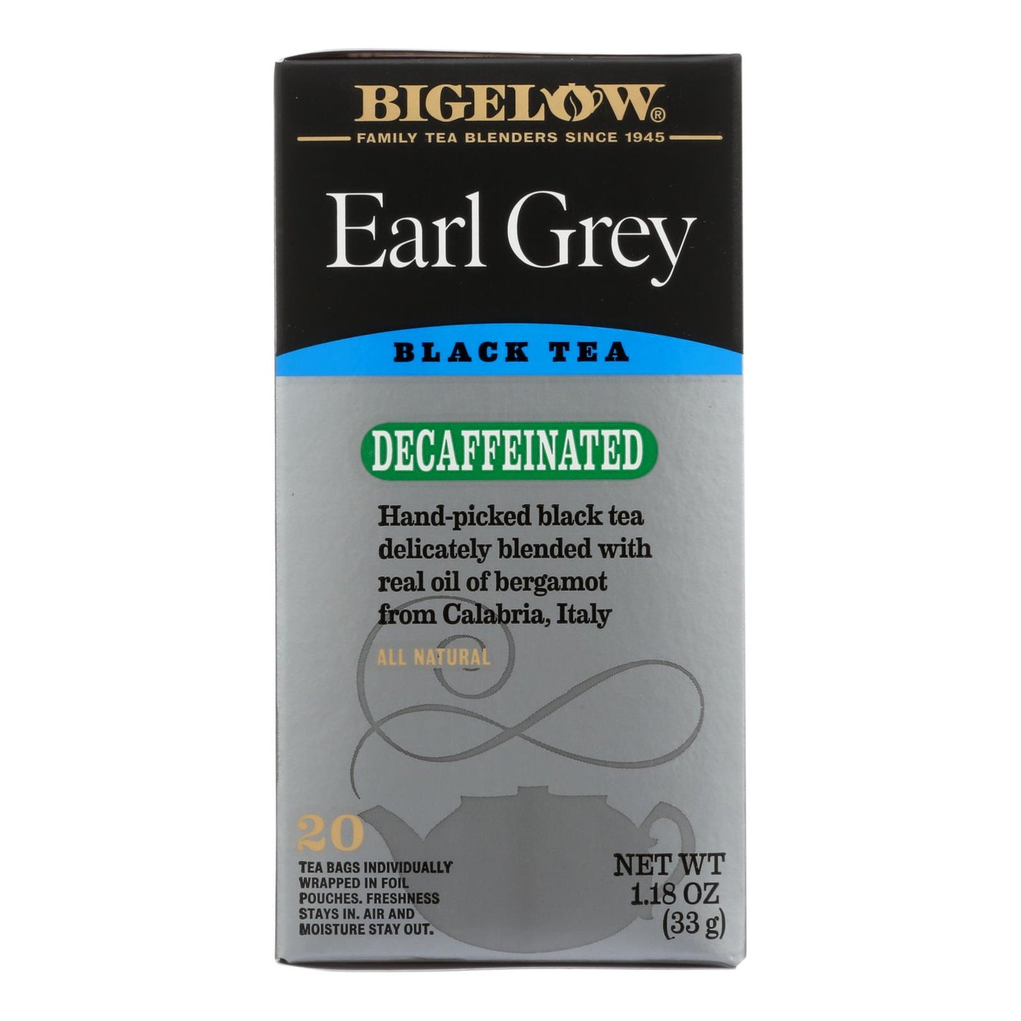 Bigelow Tea Earl Grey Decaffeinated Black Tea - Case Of 6 - 20 Bags