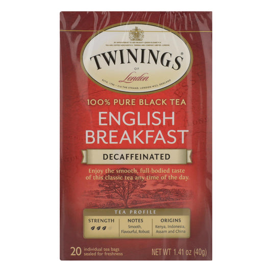 Twinings Tea Breakfast Tea - English Decaffeinated - Case Of 6 - 20 Bags