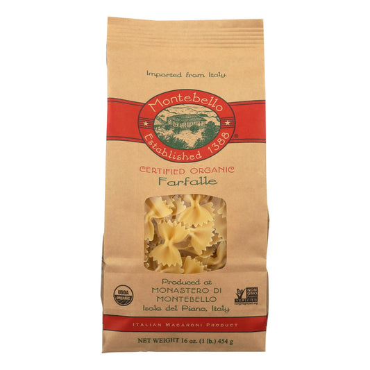 Montebello Organic Pasta - Farfalle - Case Of 12 - 1 Lb.