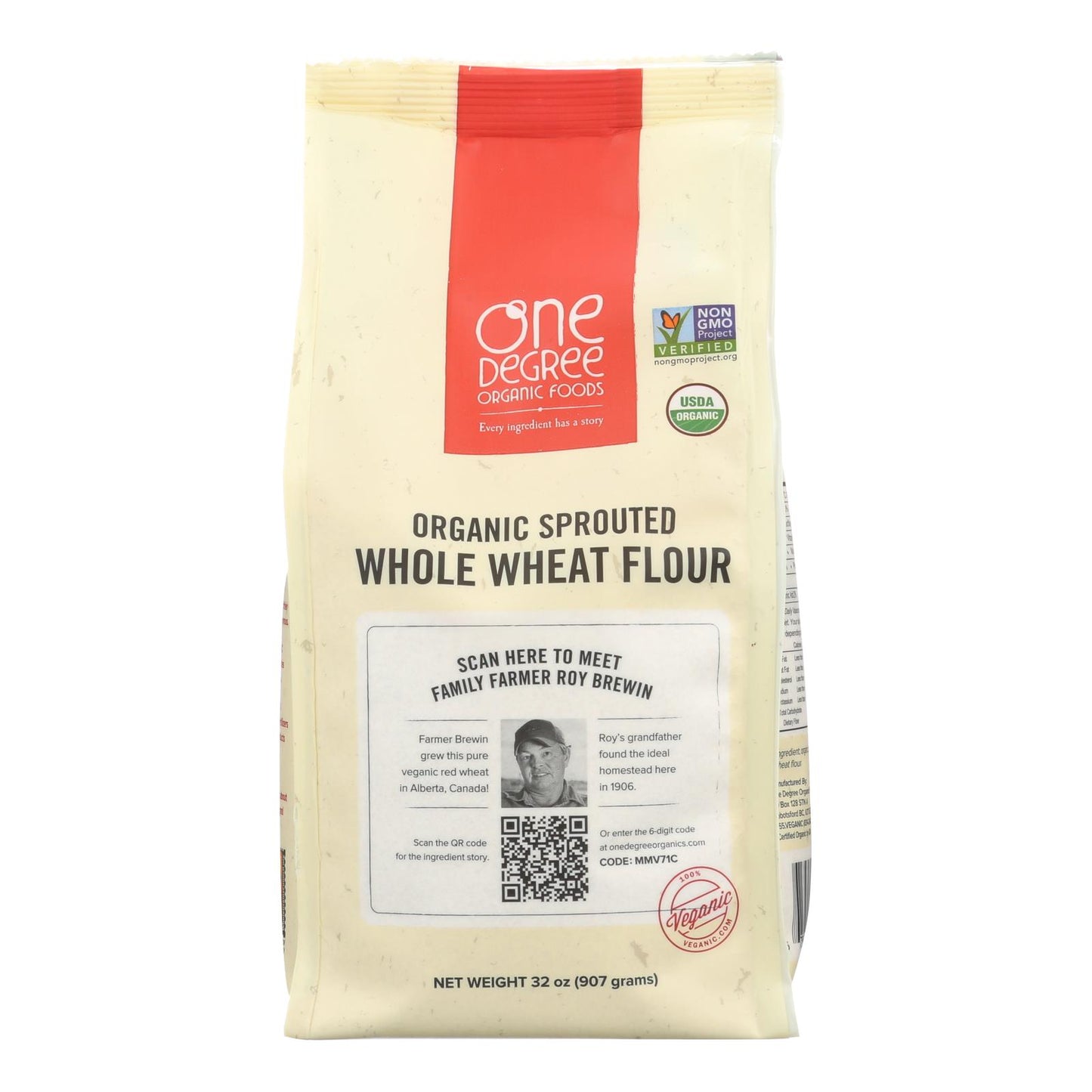 One Degree Organic Foods Sprouted Flour - Whole Wheat - Case Of 6 - 32 Oz.