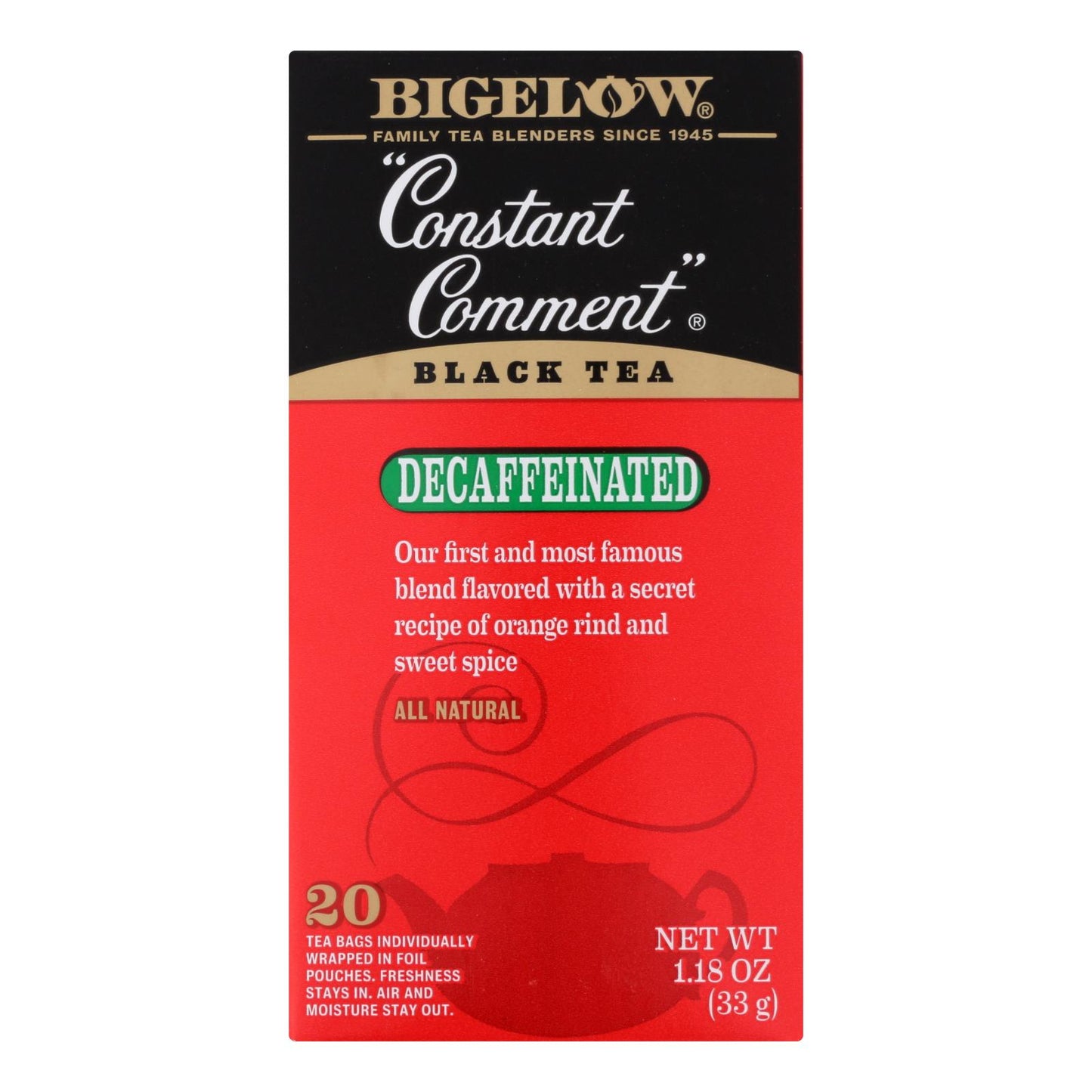 Bigelow Tea Constant Comment Decaffeinated Black Tea - Case Of 6 - 20 Bags