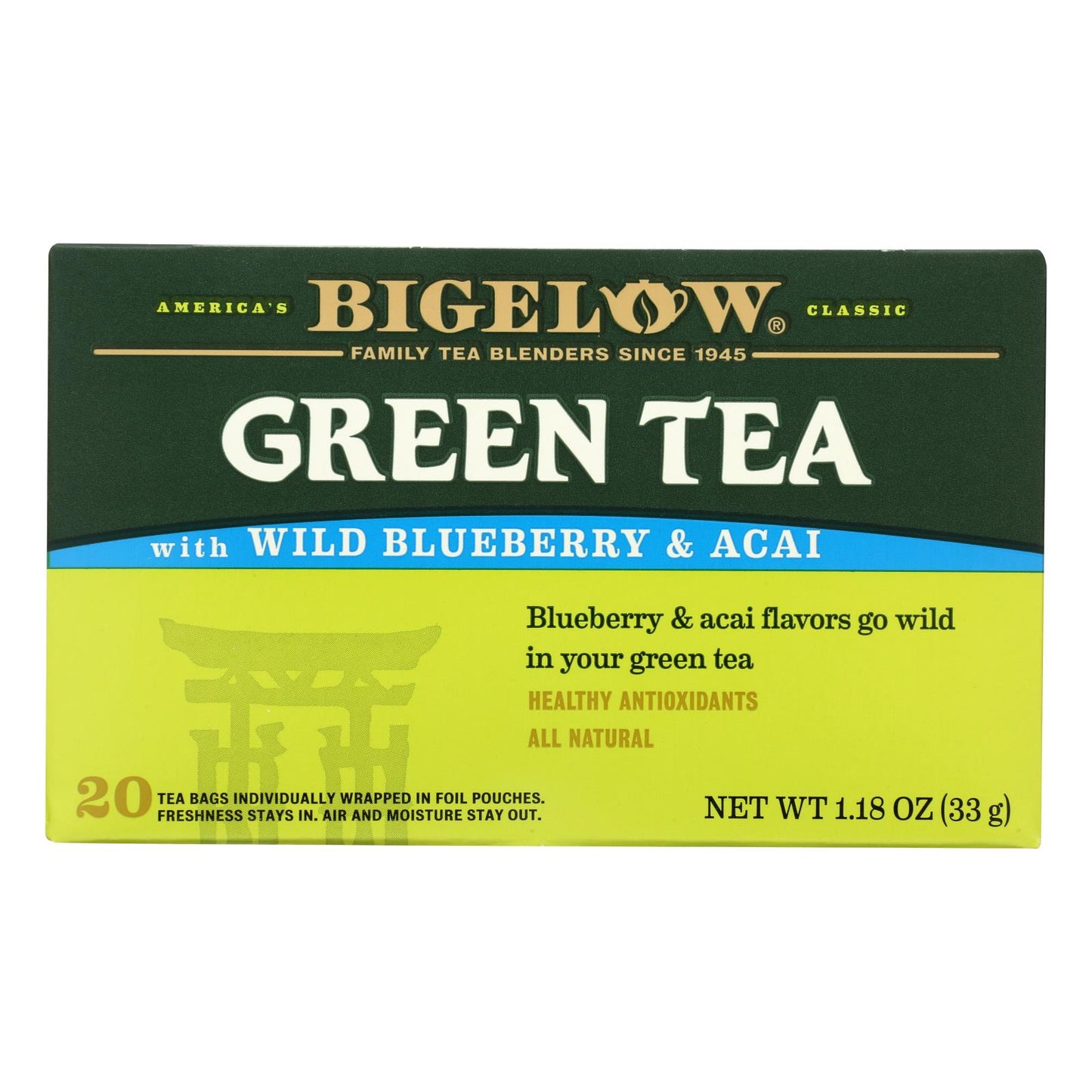 Bigelow Tea Green Tea With Blueberry - Case Of 6 - 20 Bag