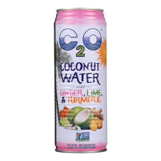 C2o - Pure Coconut Water - Ginger Lime And Tumeric - Case Of 12 - 17.5 Fl Oz.