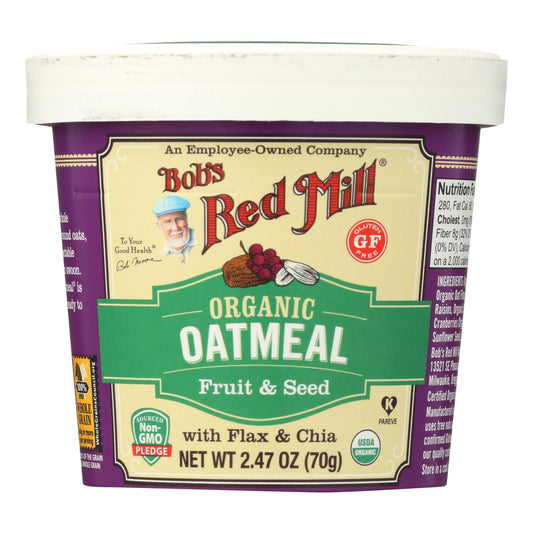 Bob's Red Mill - Oatmeal Cup - Organic Fruit And Seed - Gluten Free - Case Of 12 - 2.47 Oz