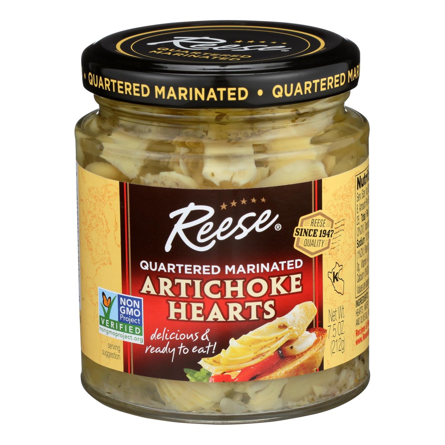 Reese Marinated Artichoke Hearts - Quartered - Case Of 12 - 7.5 Oz.