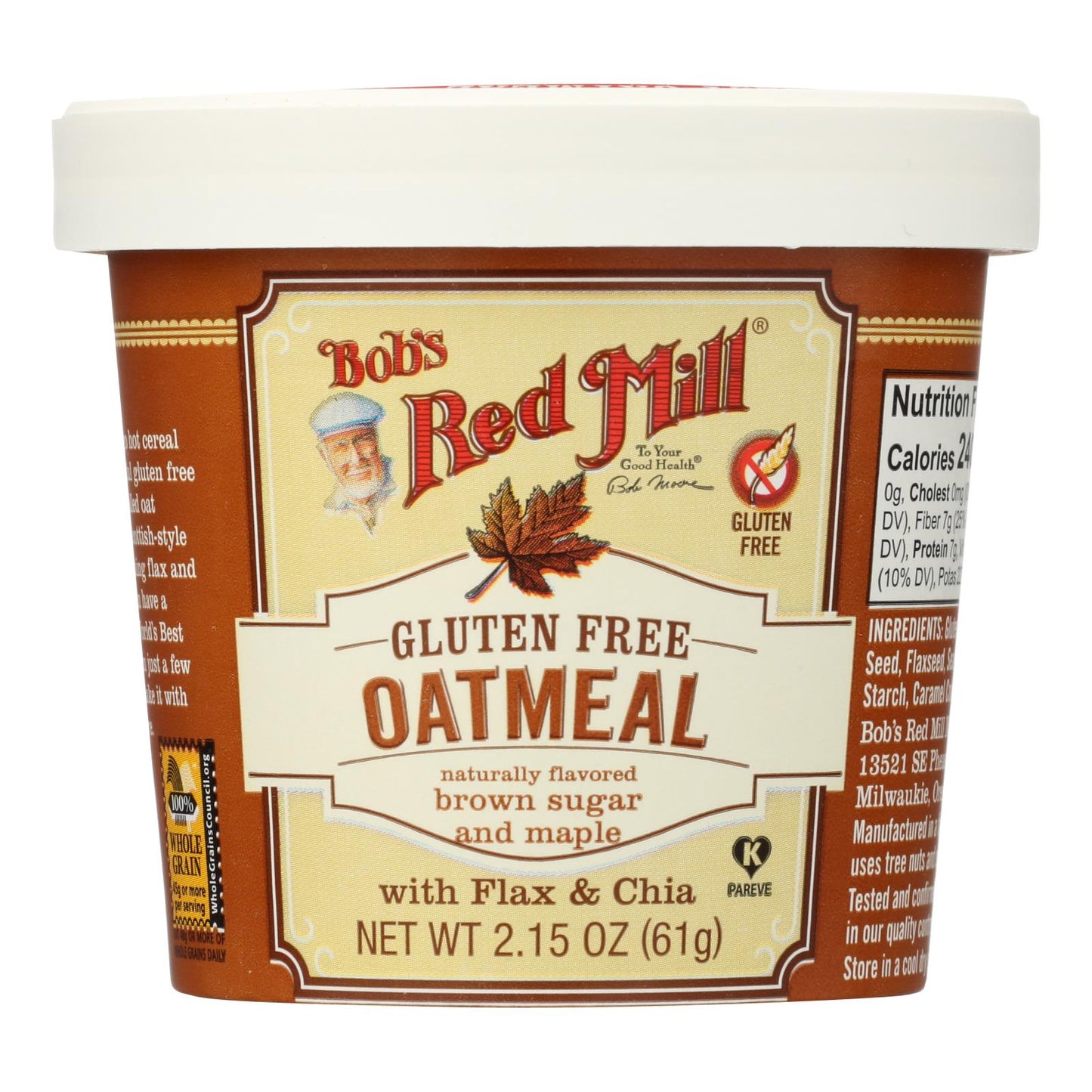 Bob's Red Mill - Gluten Free Oatmeal Cup Brown Sugar And Maple - 2.15 Oz - Case Of 12