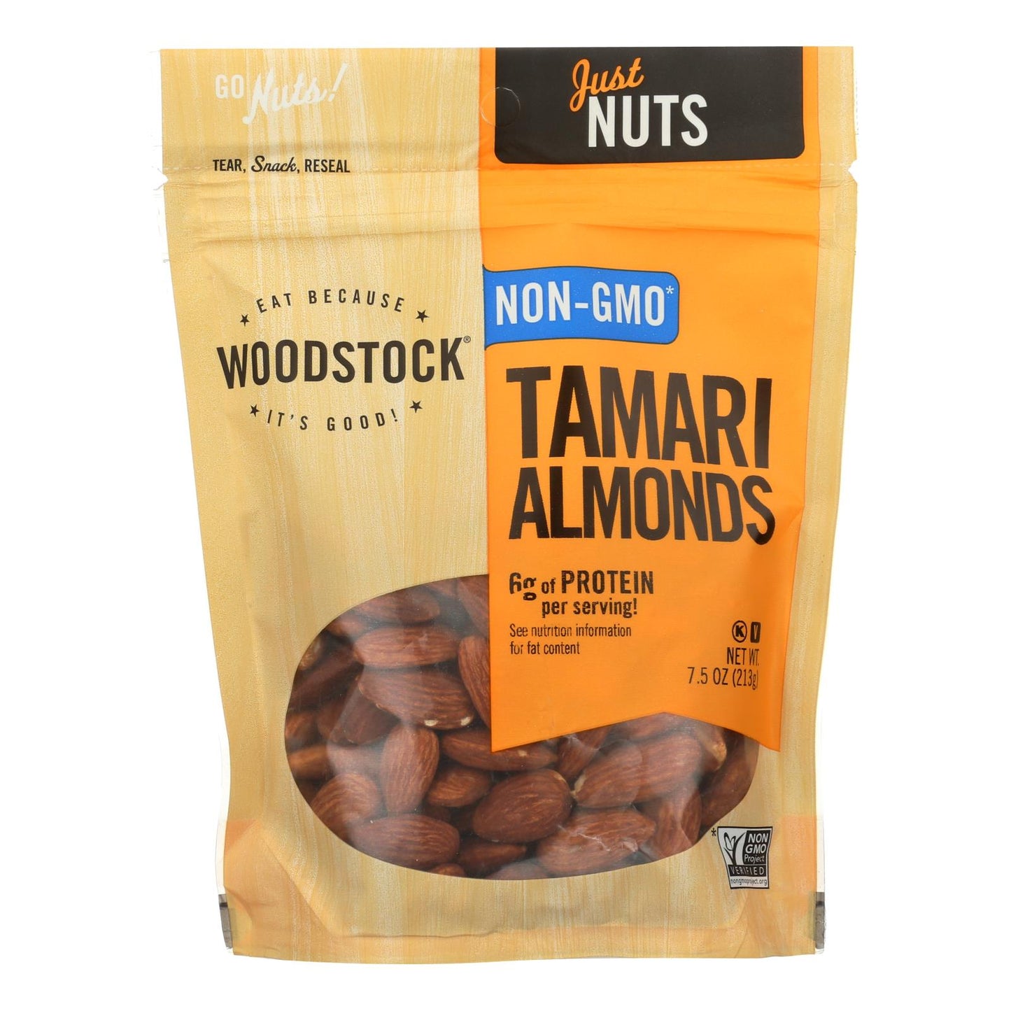 Woodstock Non-gmo Tamari Almonds - Case Of 8 - 7.5 Oz