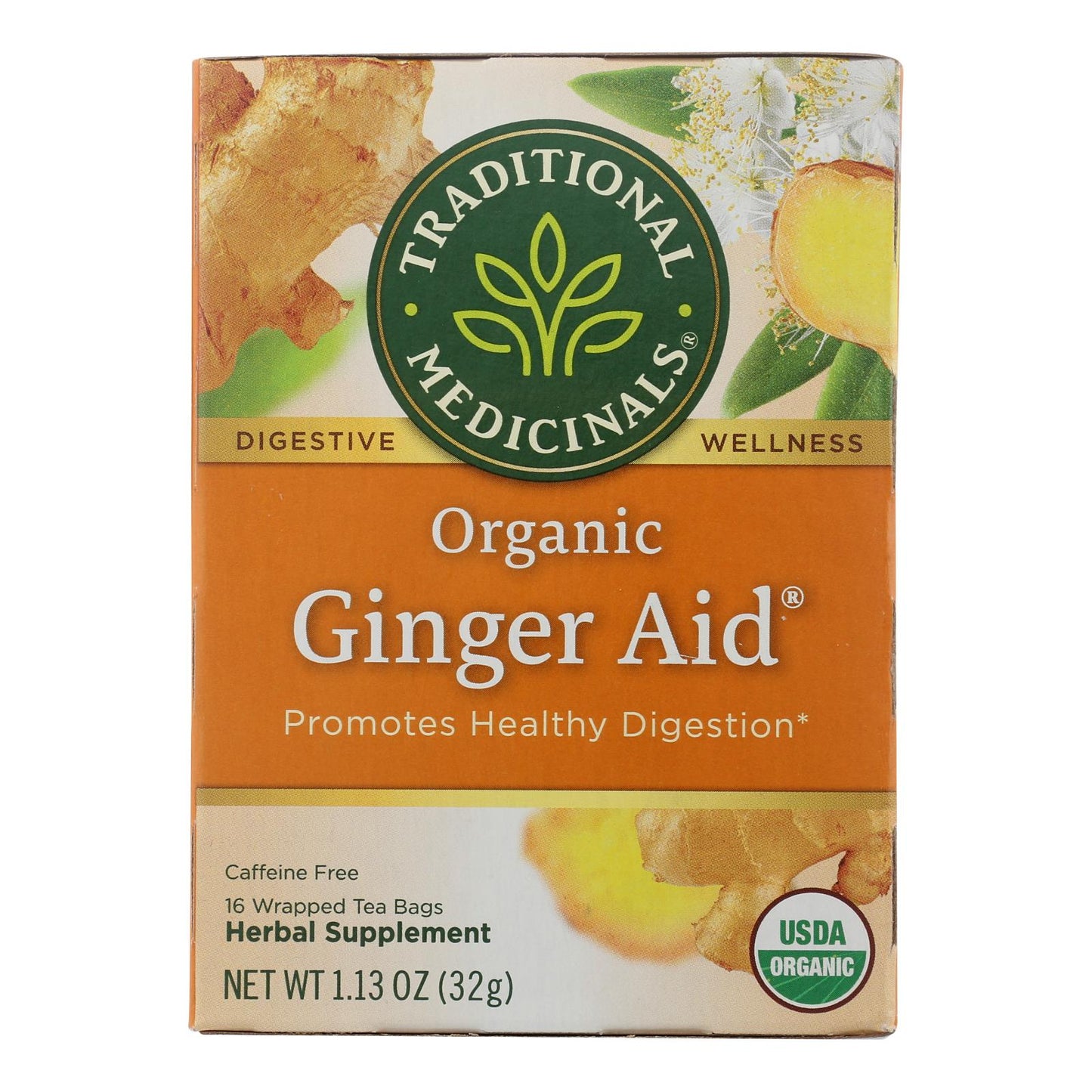 Traditional Medicinals Organic Ginger Aid Herbal Tea - 16 Tea Bags - Case Of 6