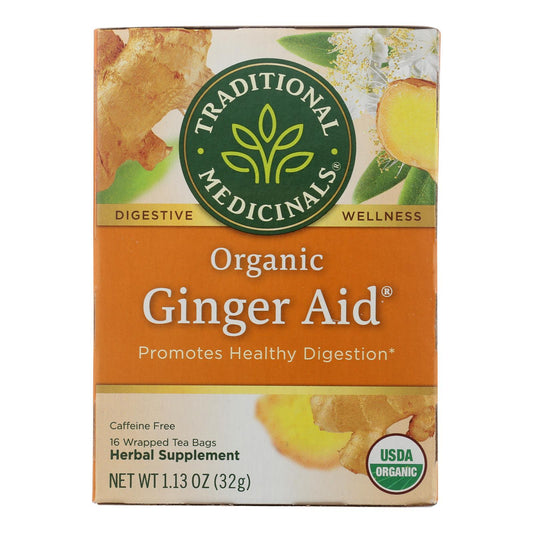 Traditional Medicinals Organic Ginger Aid Herbal Tea - 16 Tea Bags - Case Of 6