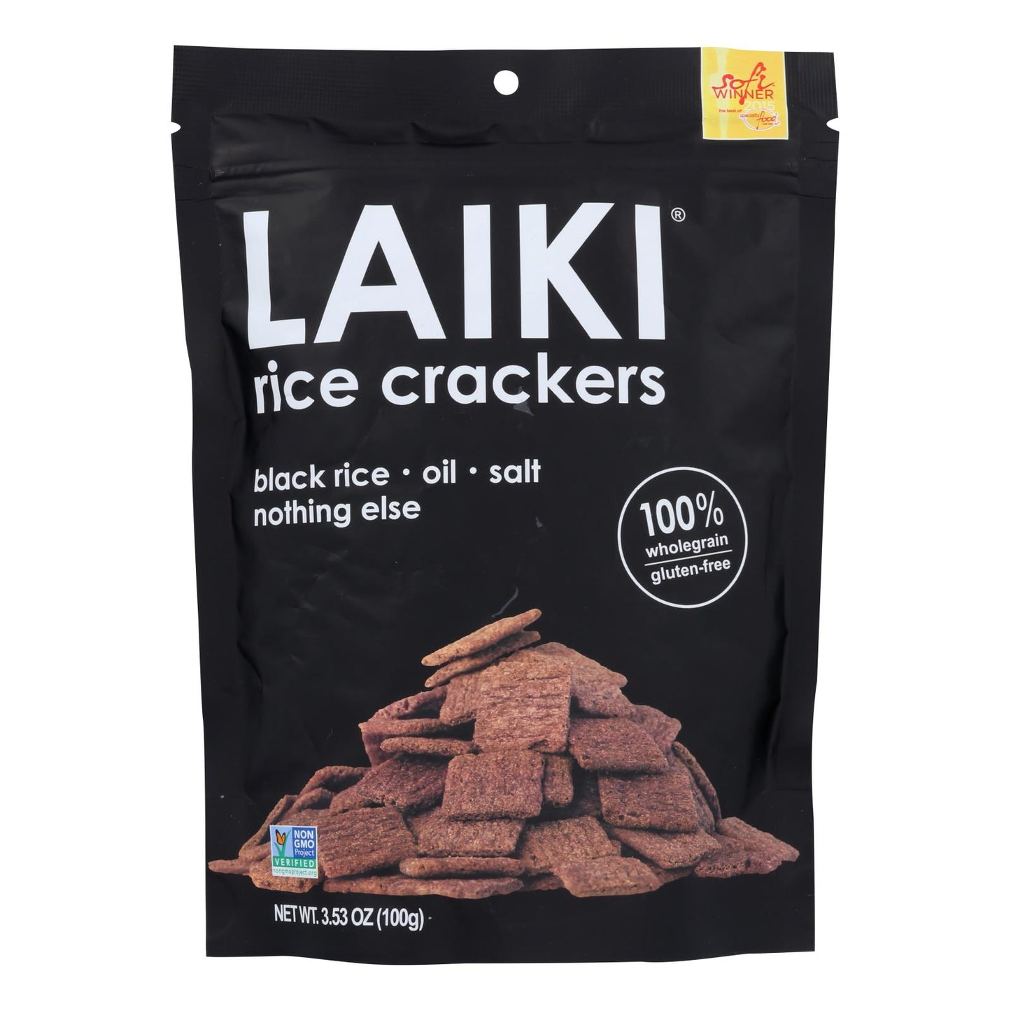 Laiki Rice Crackers - Black - Case Of 8 - 3.5 Oz.